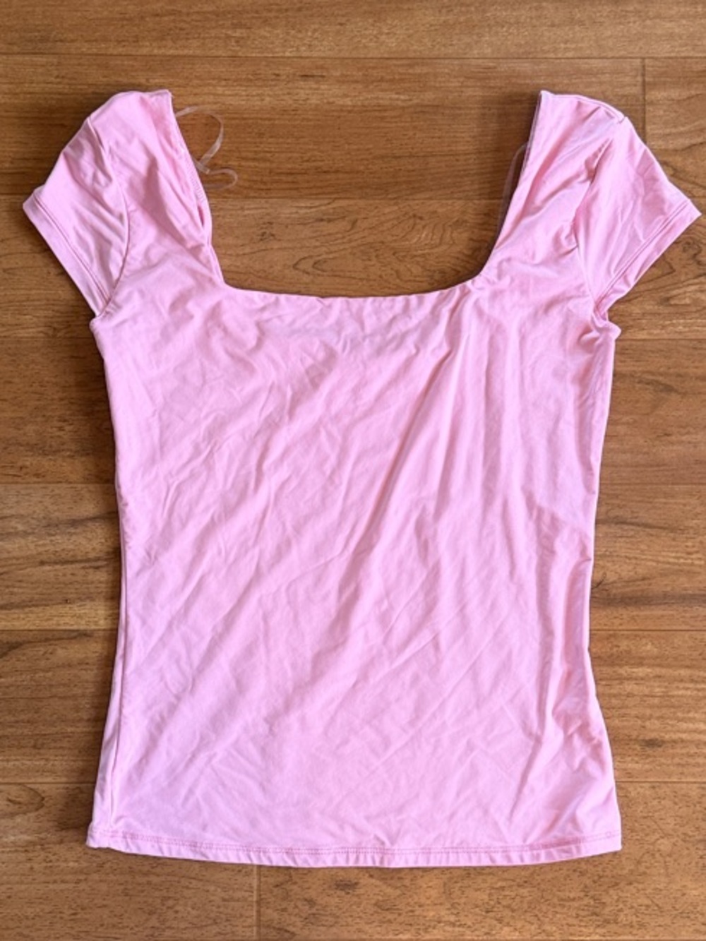PINK Victoria's Secret Light Pink Square Neck Cap Sleeve Tee